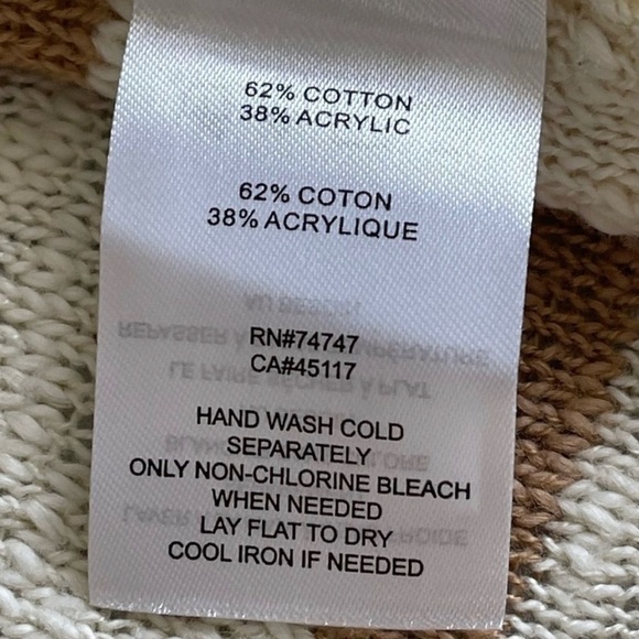 NATURAL Reflections bohemian Striped Knit Open Front Cardigan Cream Size S NWOT - Picture 9 of 9